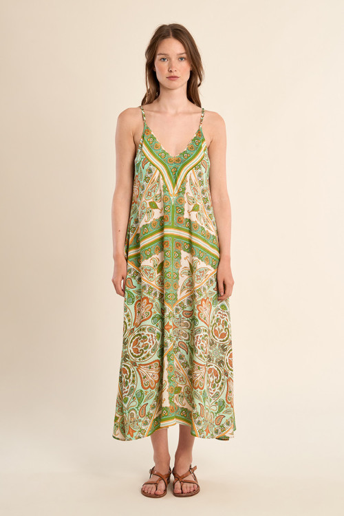 Long, flowing, printed dress