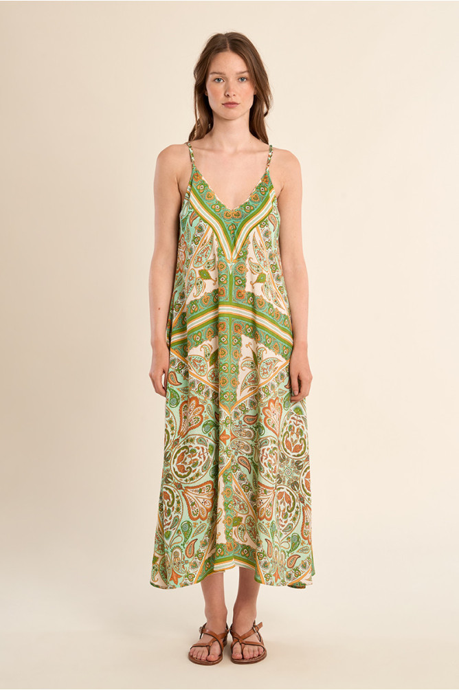 Longue robe fluide, imprimée