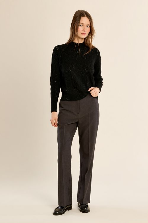 Openwork knit sweater, high collar