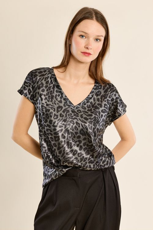 Ribbed short-sleeved T-shirt