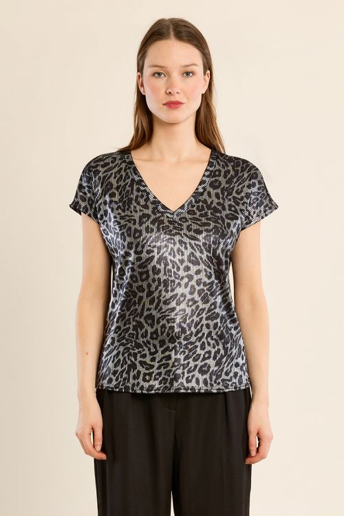 Ribbed short-sleeved T-shirt