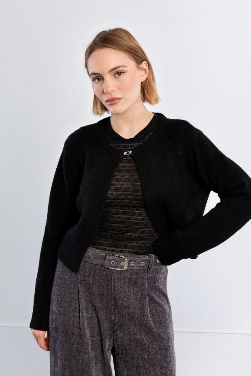 Fluffy knit open cardigan