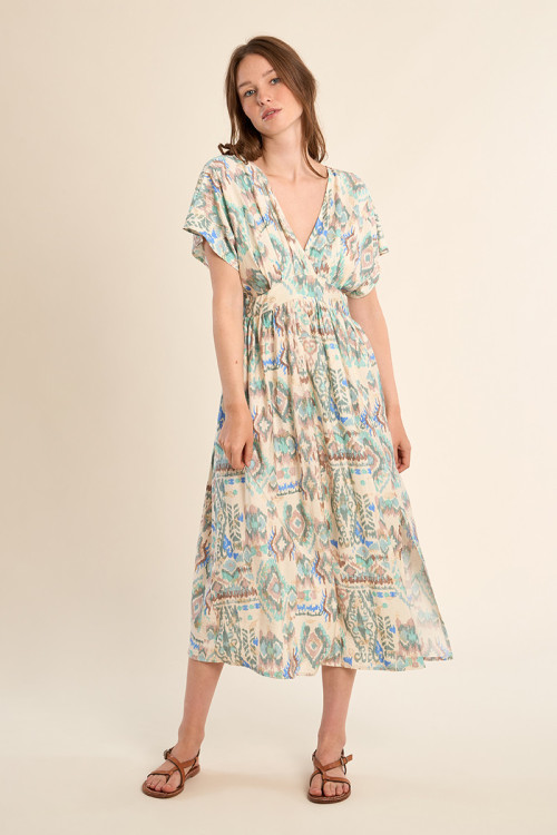 Long dress with ethnic pattern