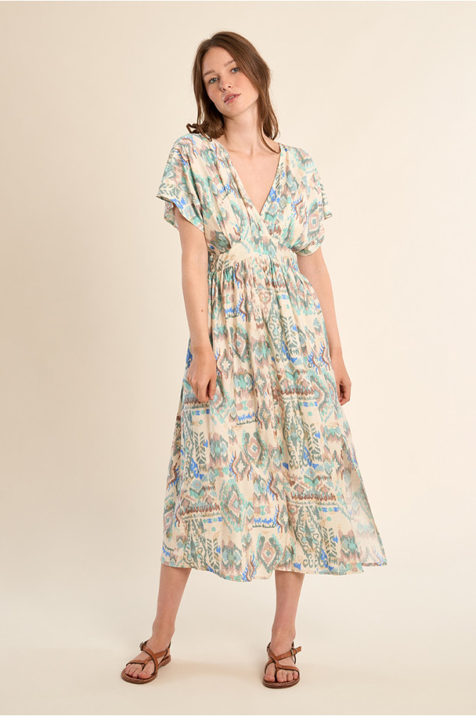 Long dress with ethnic pattern