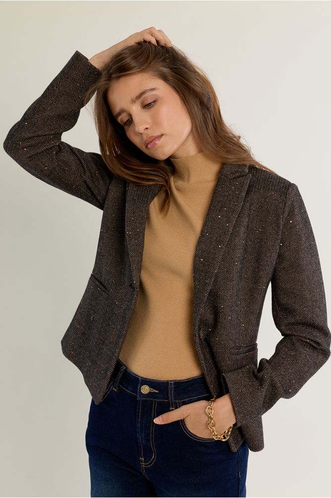 Blazer con cuello solapa y estampado