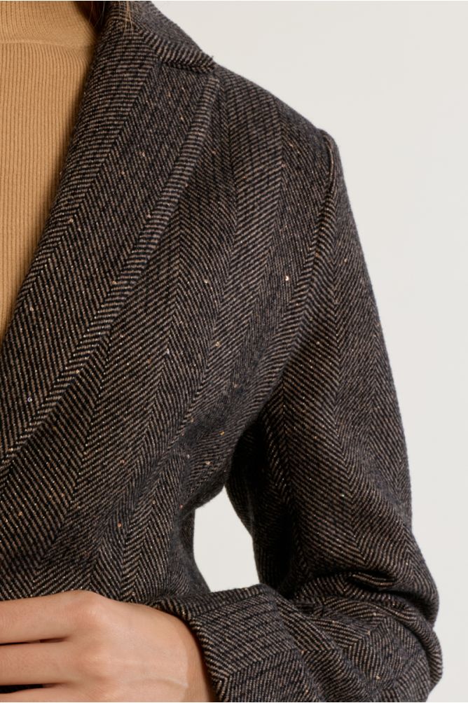 Blazer droit en lainage à strass