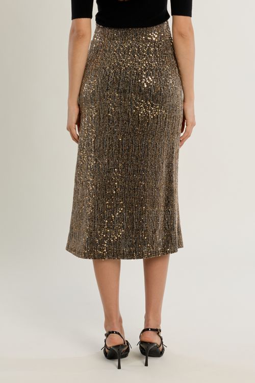 Midi skirt, adorned with rhinestones