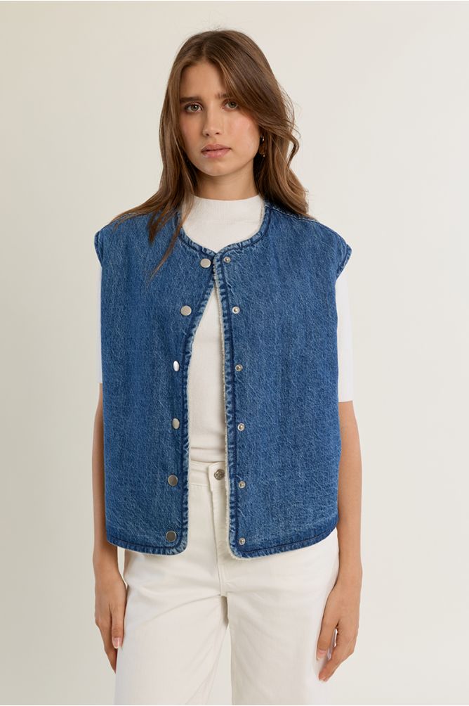 Veston en denim, sans manches