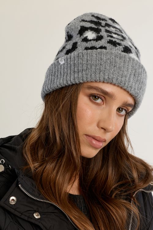 Bonnet en tricot, léopard