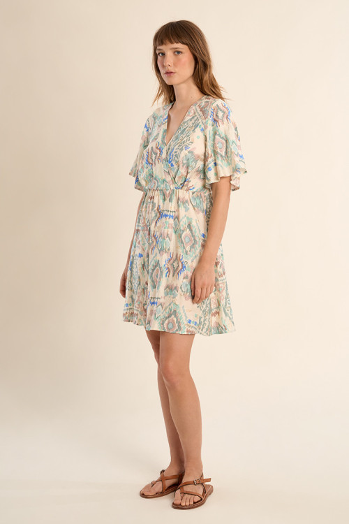 Short dress with ethnic pattern