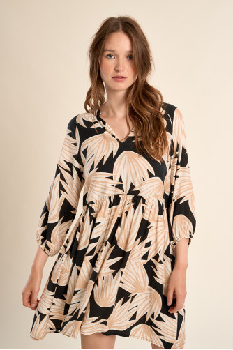 Robe courte Babydoll à imprimé