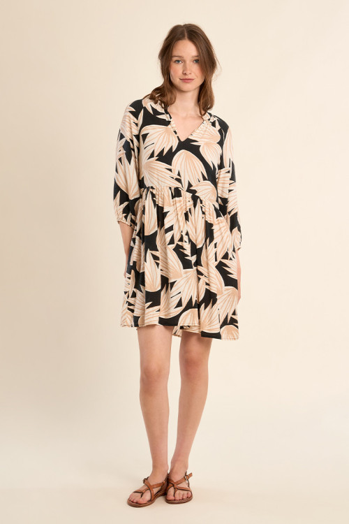 Robe courte Babydoll à imprimé