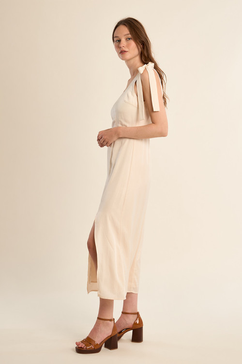 Long dress to tie, satin effect