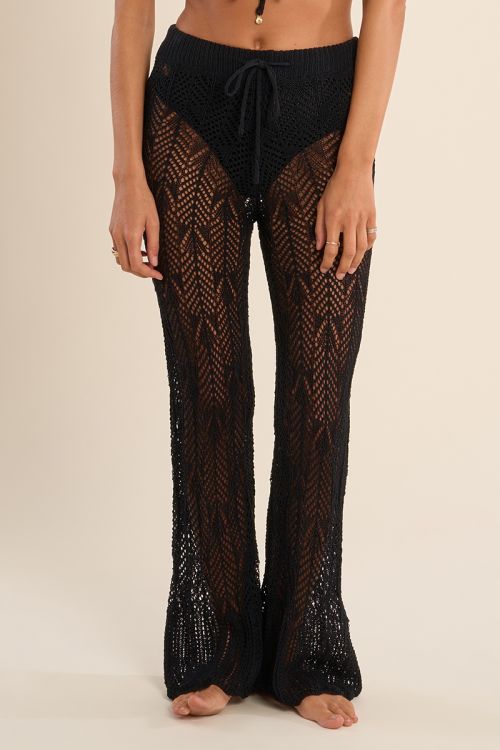 Pantalón de mujer largo, ajustado, crochet.