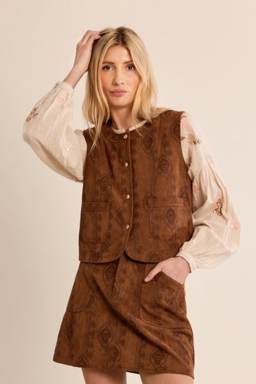 Gilet panciotto in similpelle scamosciato stile boho - Molly Bracken