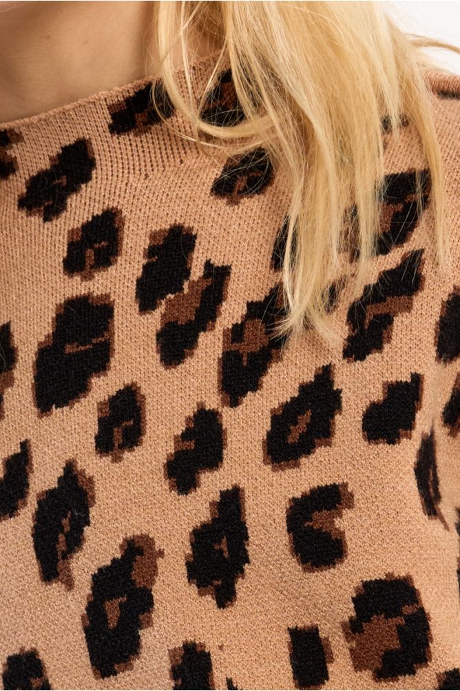 Pull en maille, imprimé animalier