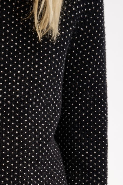 Knitted Sweater With Round Neck, Heart Pattern