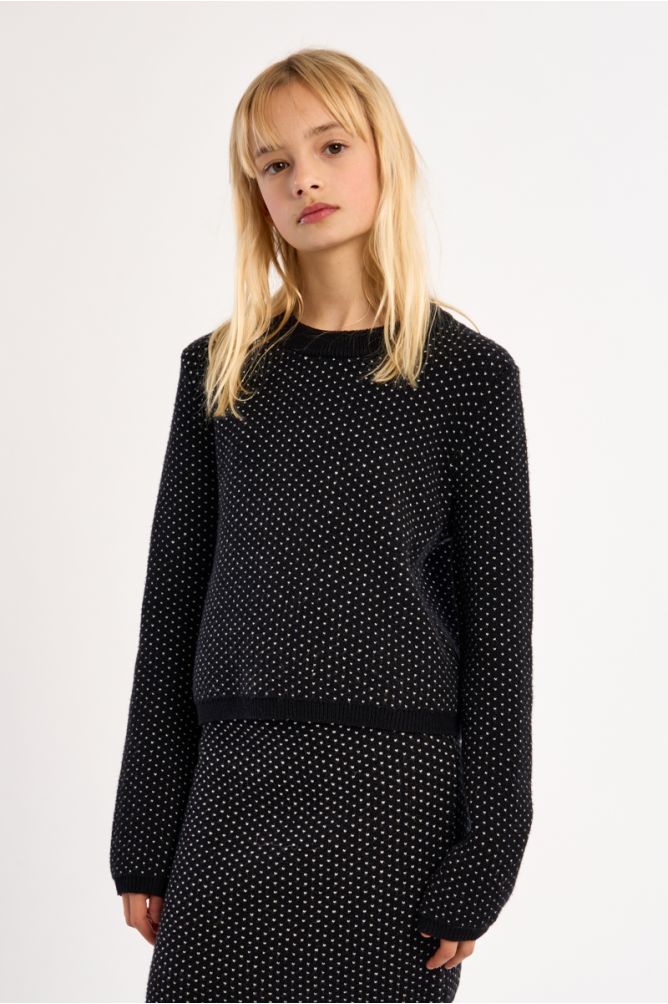 Maglione in maglia a girocollo con motivo a cuori - Molly Bracken Girl