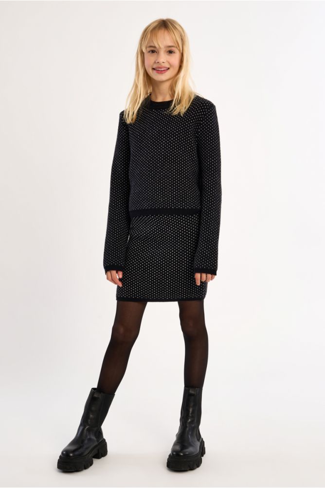 Maglione in maglia a girocollo con motivo a cuori - Molly Bracken Girl