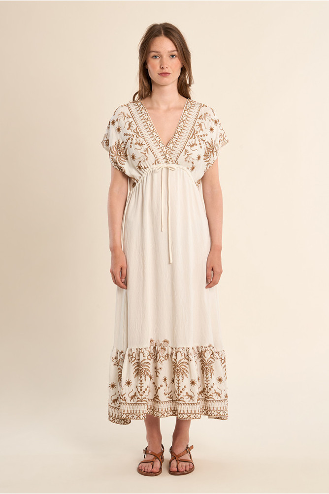 Robe longue brodée