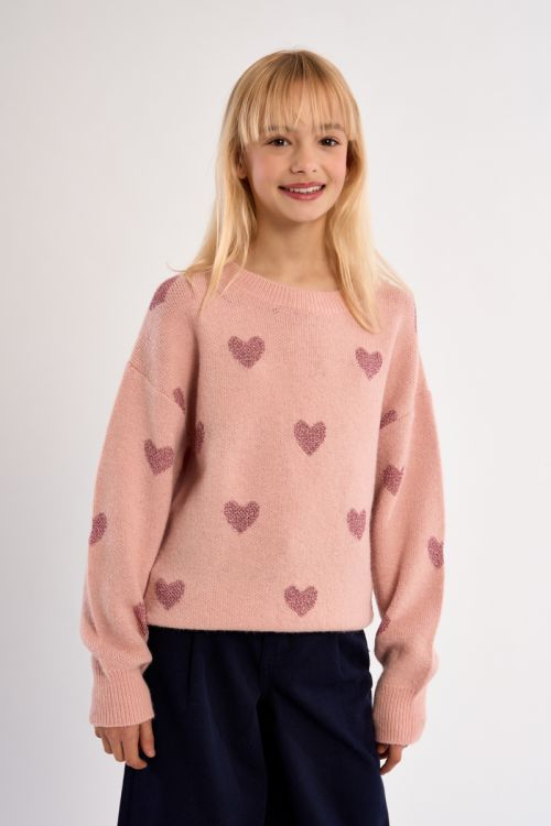 Maglione in maglia con stampa a cuori - Molly Bracken Girl