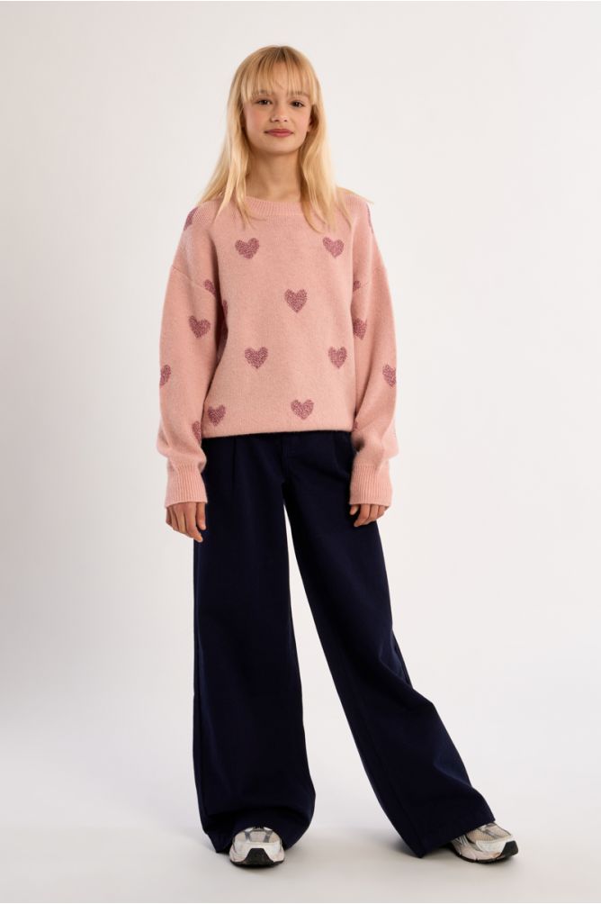 Maglione in maglia con stampa a cuori - Molly Bracken Girl