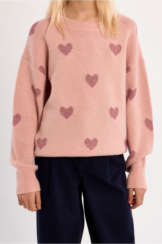 Maglione in maglia con stampa a cuori - Molly Bracken Girl