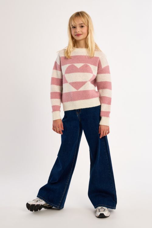 Maglione a righe con motivo a cuore - Molly Bracken Girl