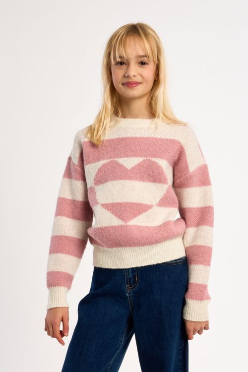 Maglione a righe con motivo a cuore - Molly Bracken Girl