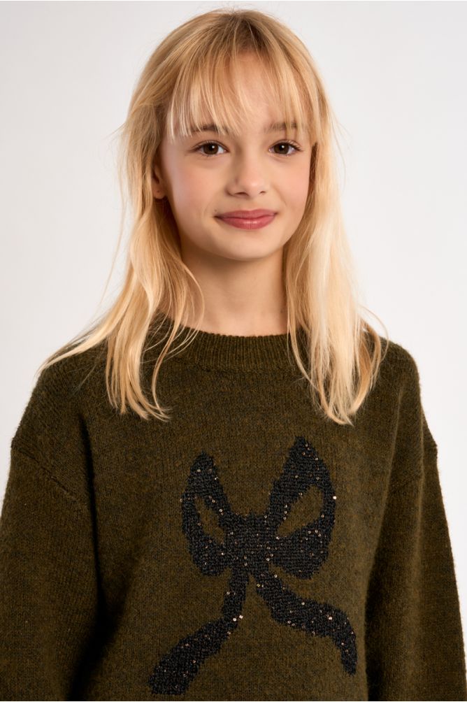 Maglione in maglia con motivo fiocco - Molly Bracken Girl
