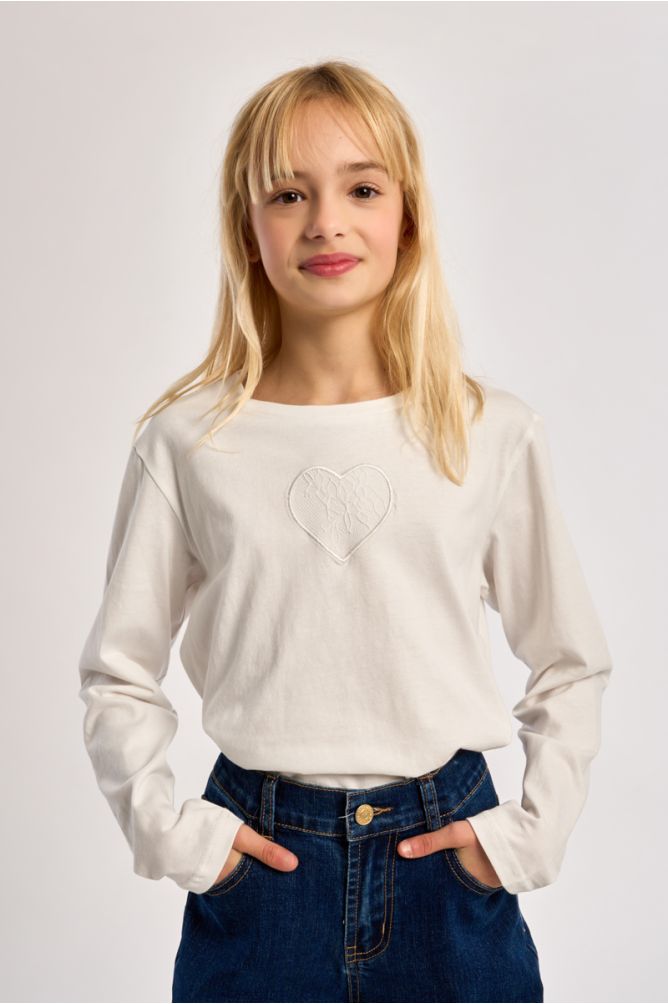 T-shirt a maniche lunghe con dettaglio in pizzo - Molly Bracken Girl