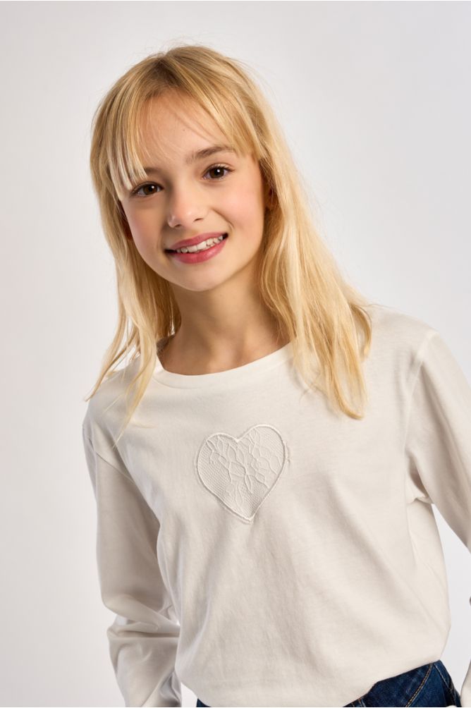 T-shirt a maniche lunghe con dettaglio in pizzo - Molly Bracken Girl