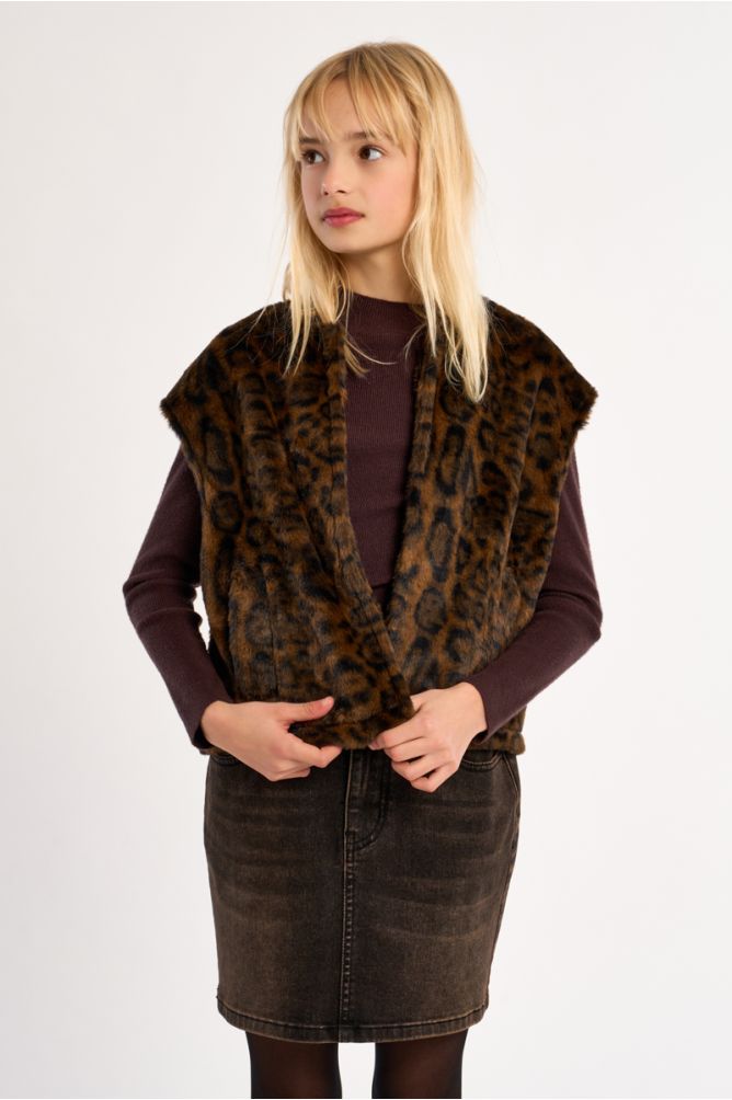 Sleeveless Faux Fur Jacket
