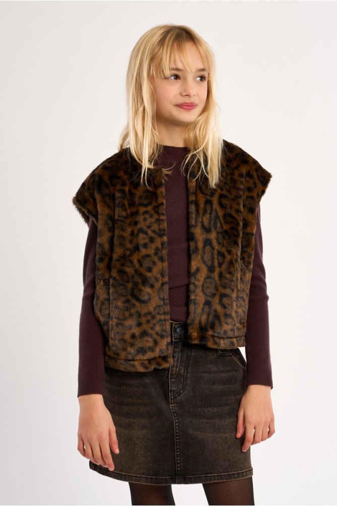 Veste sans manches en fausse fourrure