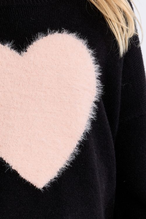 Pull en maille, motif cœur