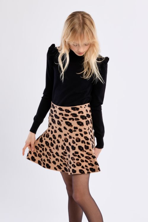 Jupe évasée en maille, imprimé animalier