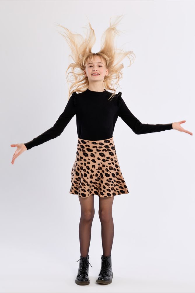 Flared Knit Skirt, Animal Print