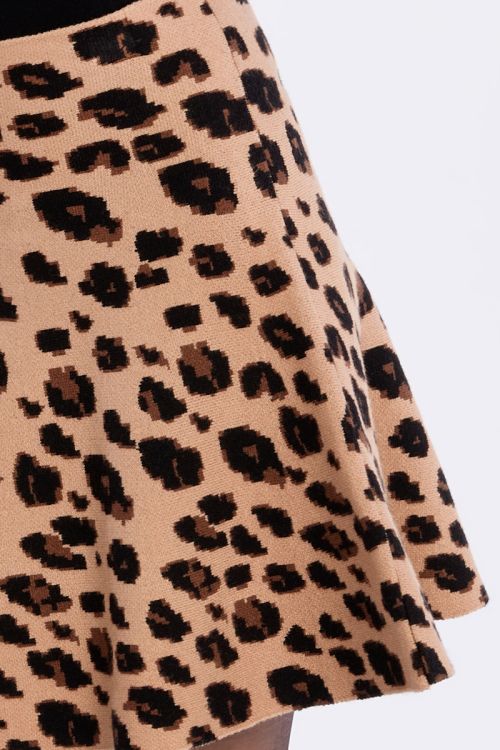Jupe évasée en maille, imprimé animalier