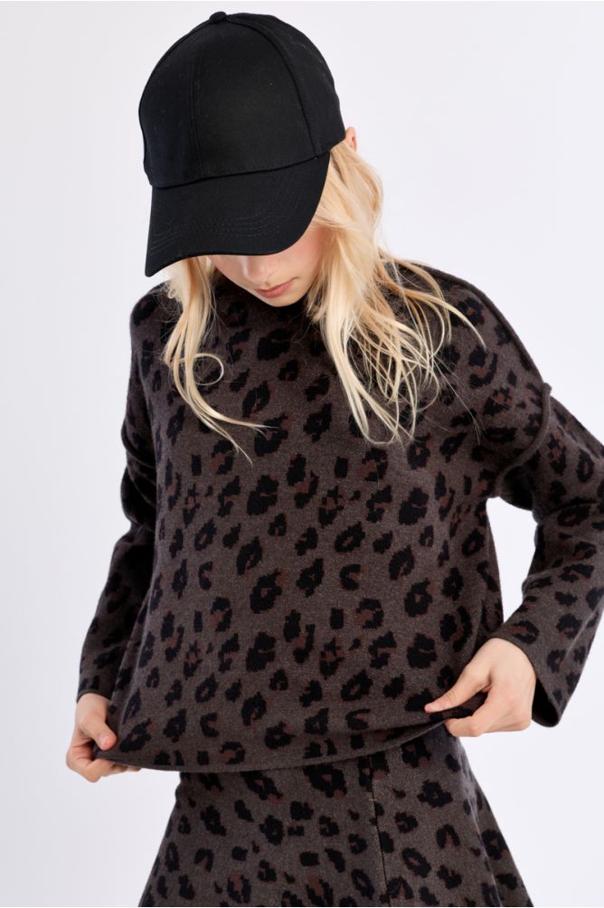 Pull en maille, imprimé animalier