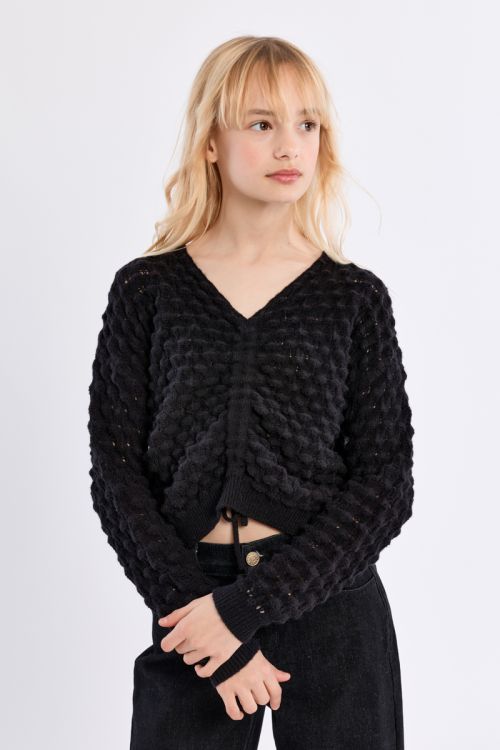 Maglione con scollo a V in maglia traforata - Molly Bracken Girl