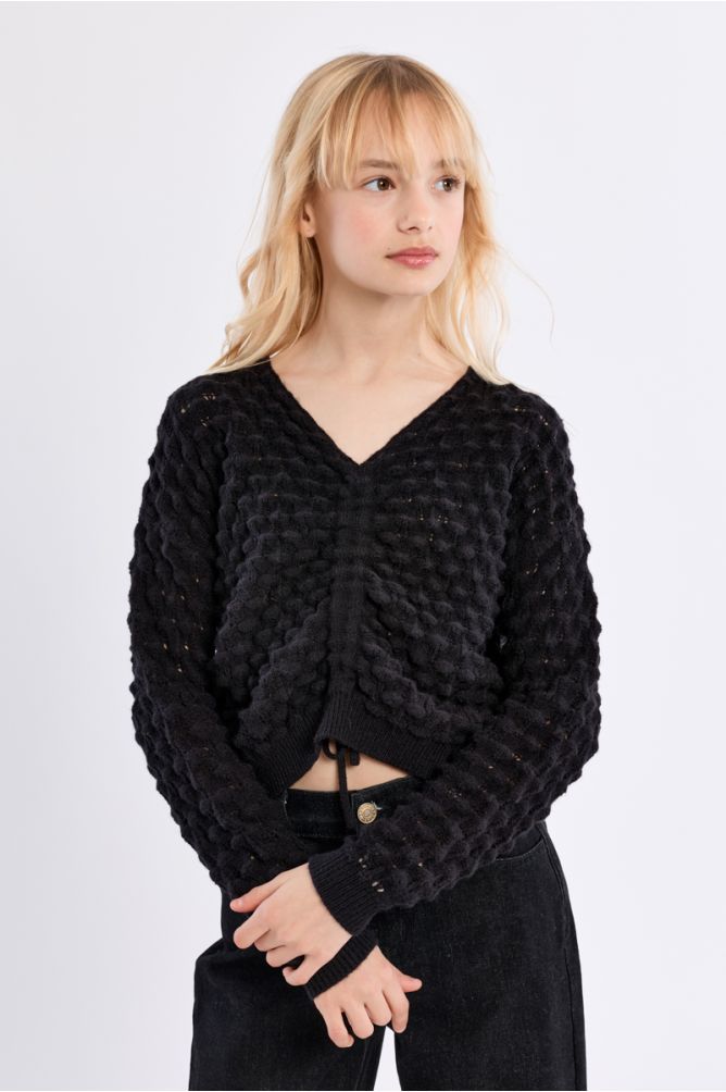 Maglione con scollo a V in maglia traforata - Molly Bracken Girl