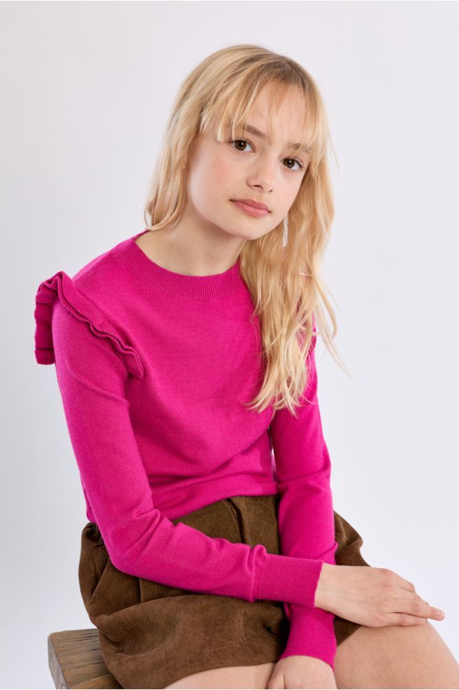 Pull en maille, épaules volantées