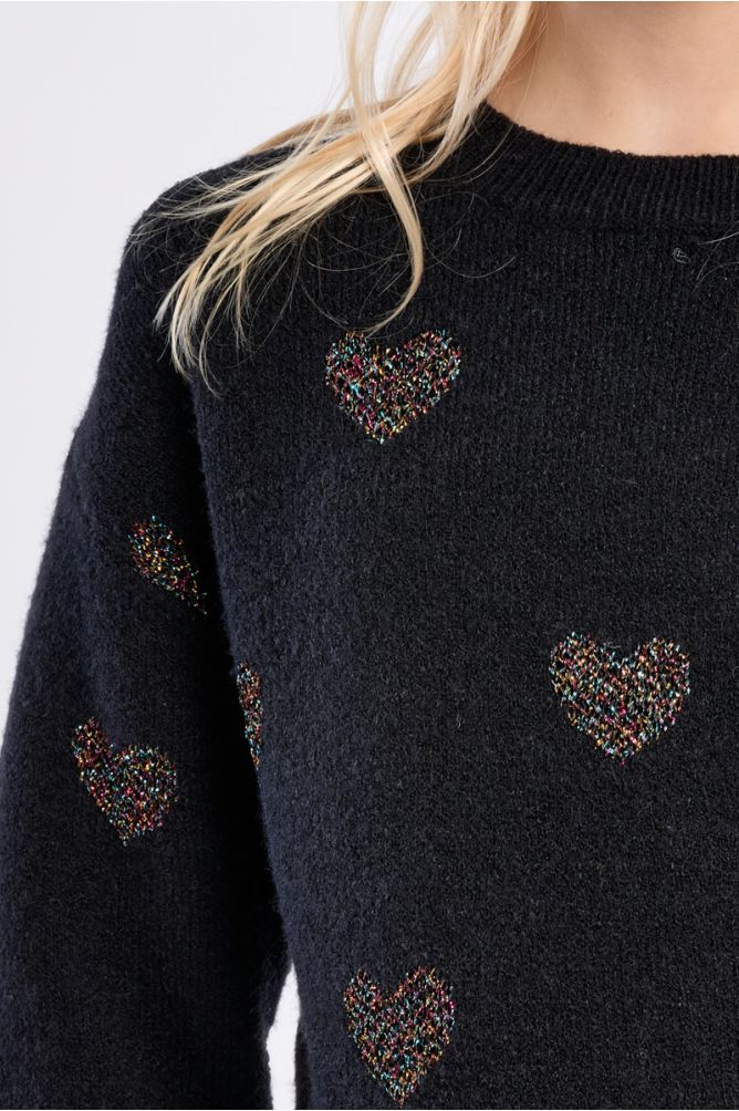 Knitted Sweater, Heart Print