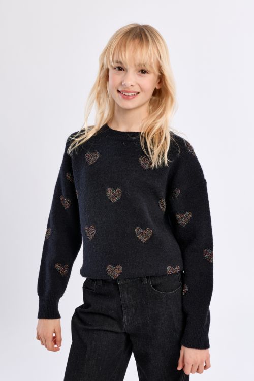Maglione in maglia con stampa a cuori - Molly Bracken Girl