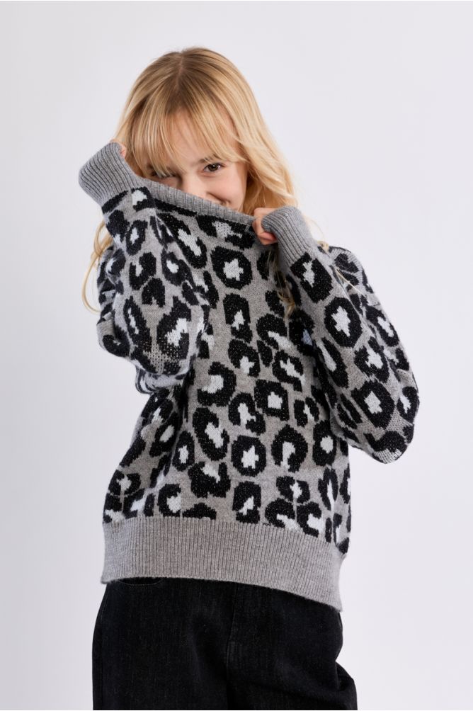 Maglione in maglia con stampa leopardata - Molly Bracken Girl