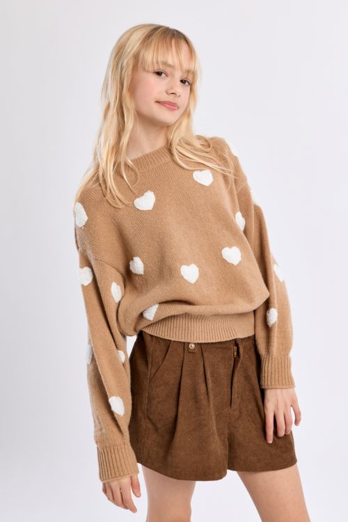 Maglione in maglia con motivo cuore a rilievo - Molly Bracken Girl
