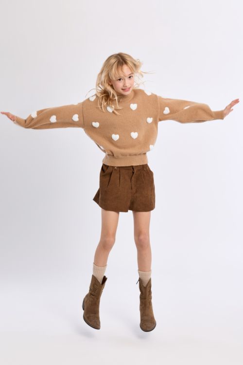 Pull en maille, motif cœur texturé
