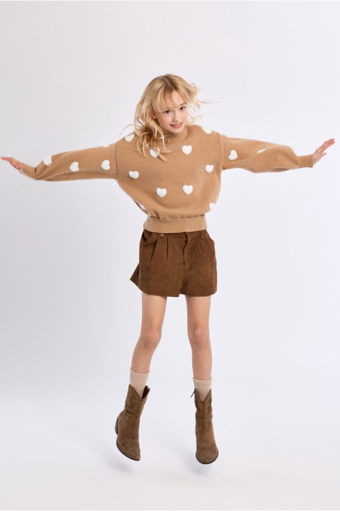 Maglione in maglia con motivo cuore a rilievo - Molly Bracken Girl