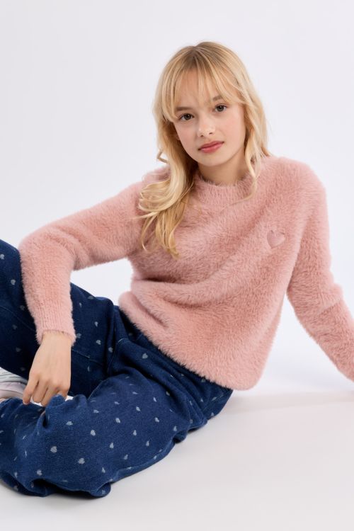 Maglione soffice con cuore ricamato - Molly Bracken Girl