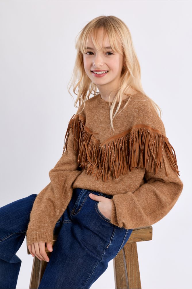 Maglione in maglia con dettaglio frange - Molly Bracken Girl